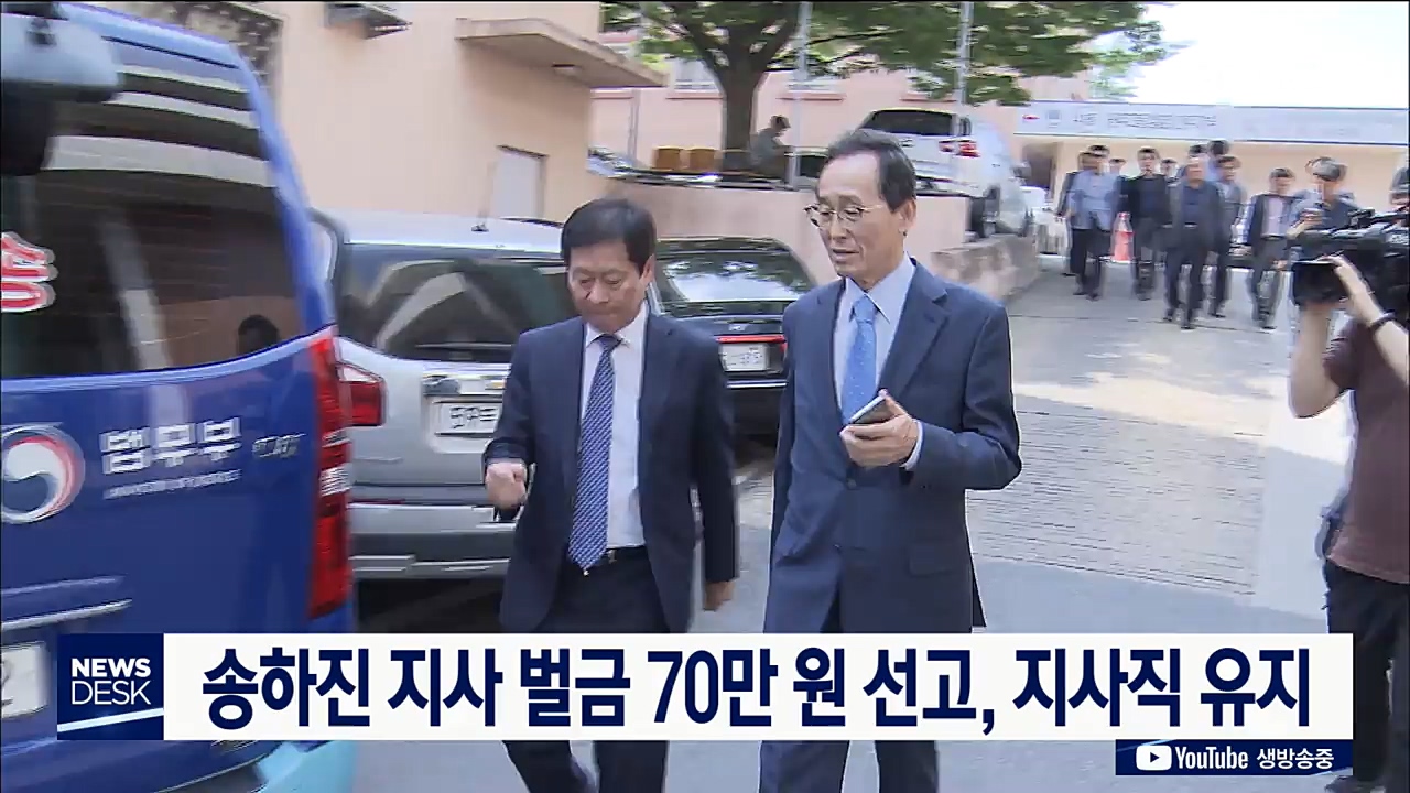 송하진 지사 벌금 70만원, 지사직 유지