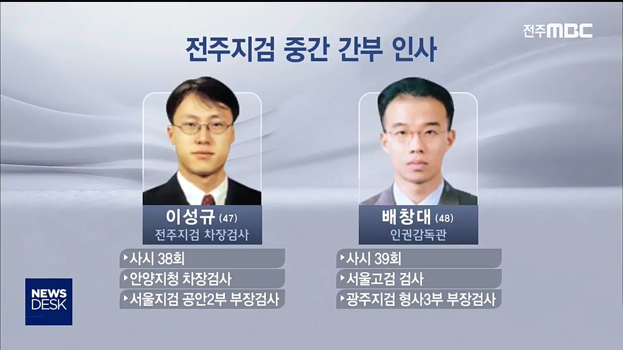 전주지검 중간간부 인사.. 인권감독관 신설