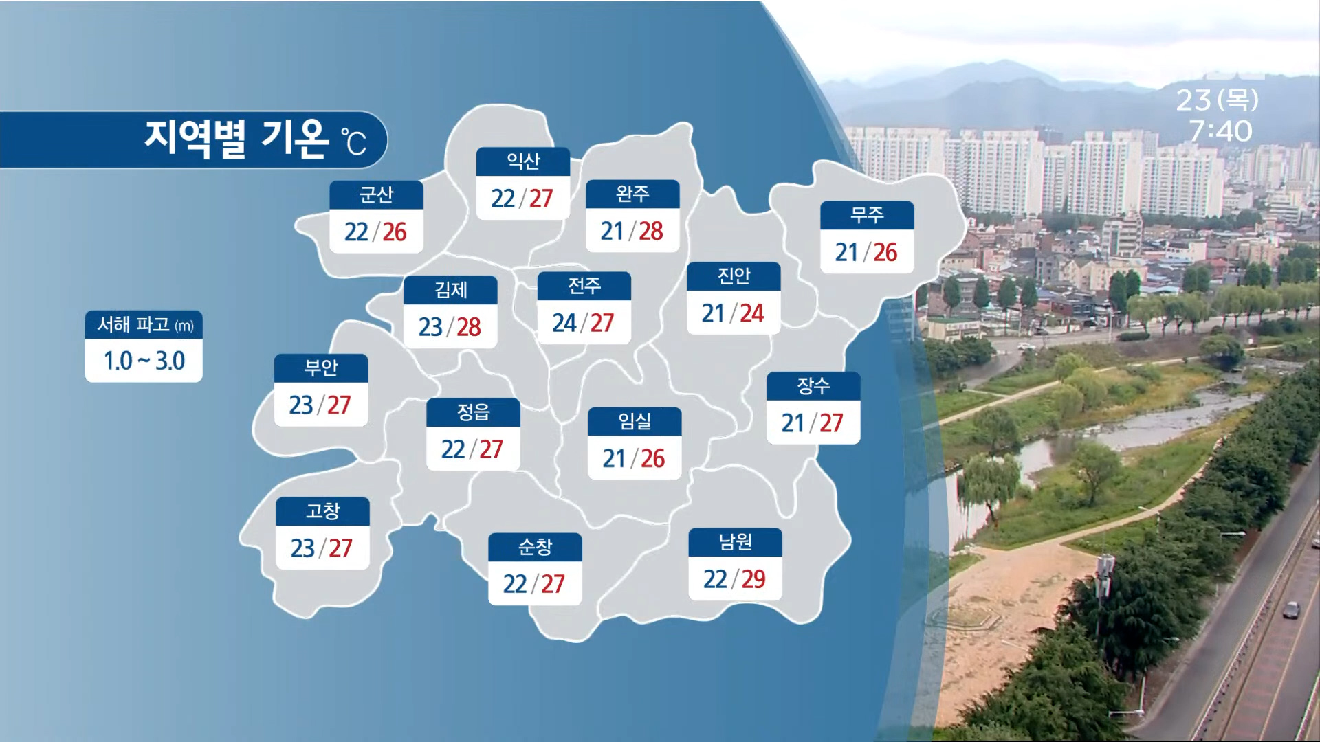 오전까지 5~30mm 비..낮 최고 기온 27~30도