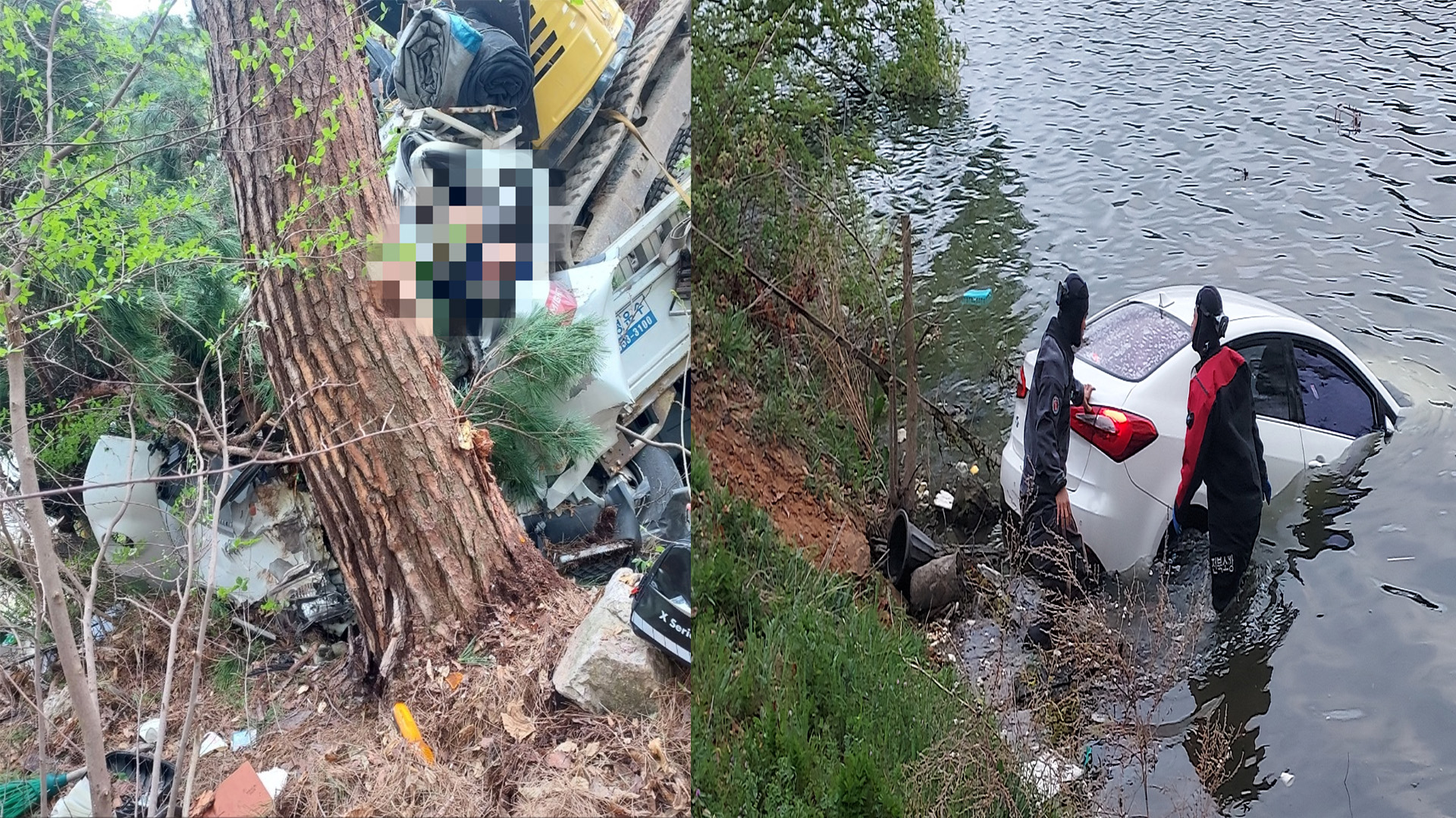 굴착기 실은 트럭 추락 등 차량 사고 잇달아