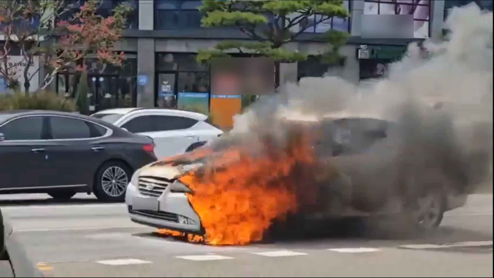 전주 만성동 신호대기 중이던 승용차에서 '불'